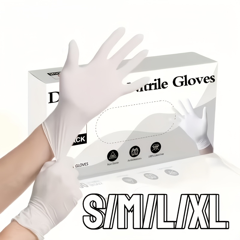 Medical Gloves - Прочные белые нитриловые перчатки, противоскользящие и