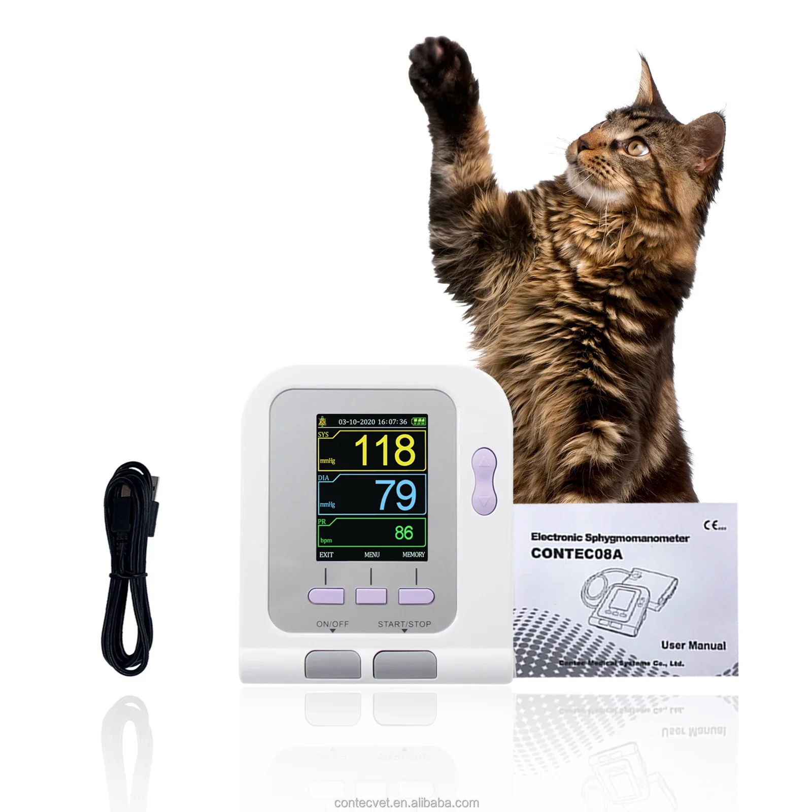 Ветеринарный тонометр CONTEC08 – обзор и цена Blood Pressure Monitor